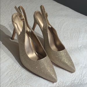 Glittery gold heels